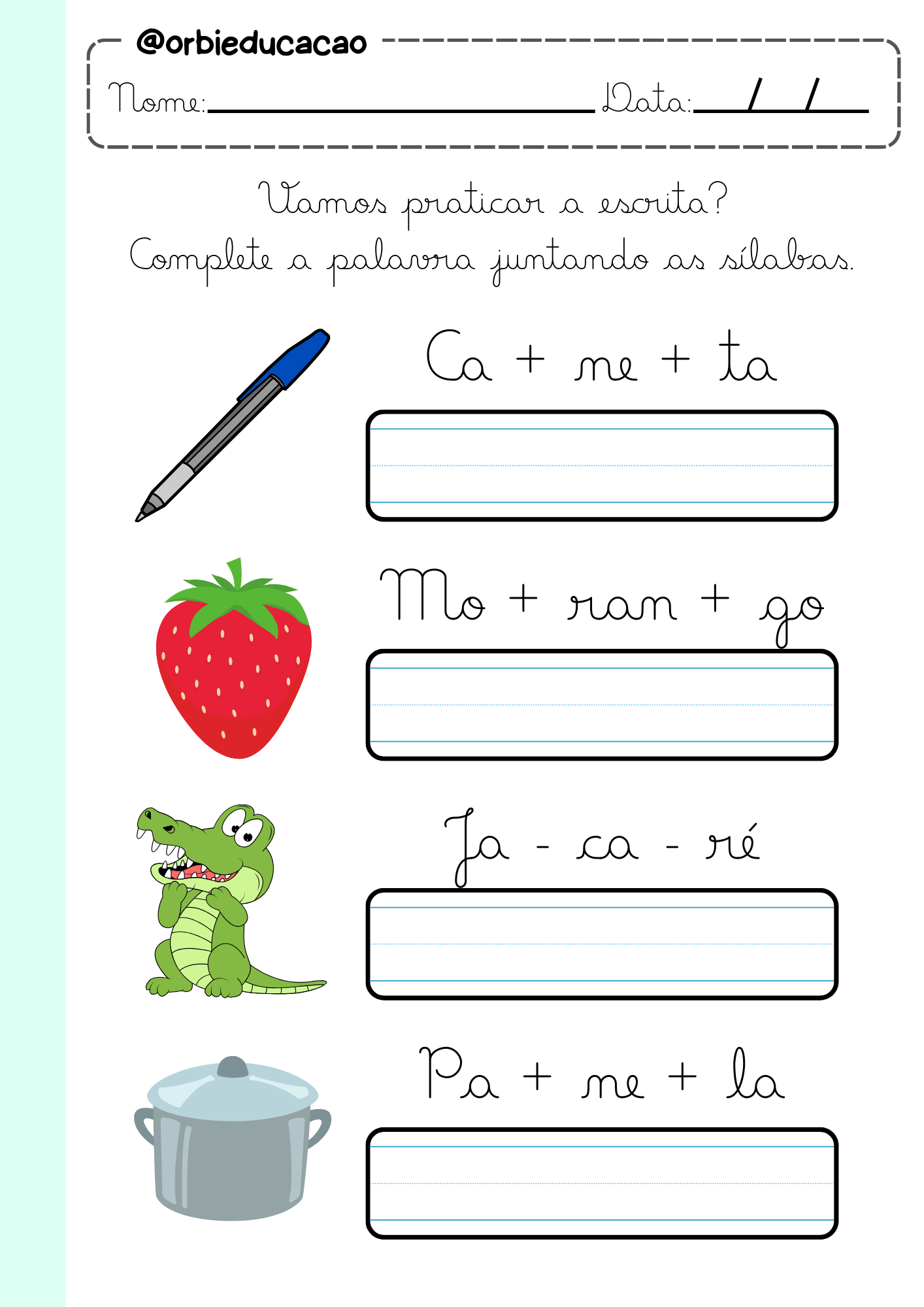 Atividade para treinar o traçado de letras maiúsculas