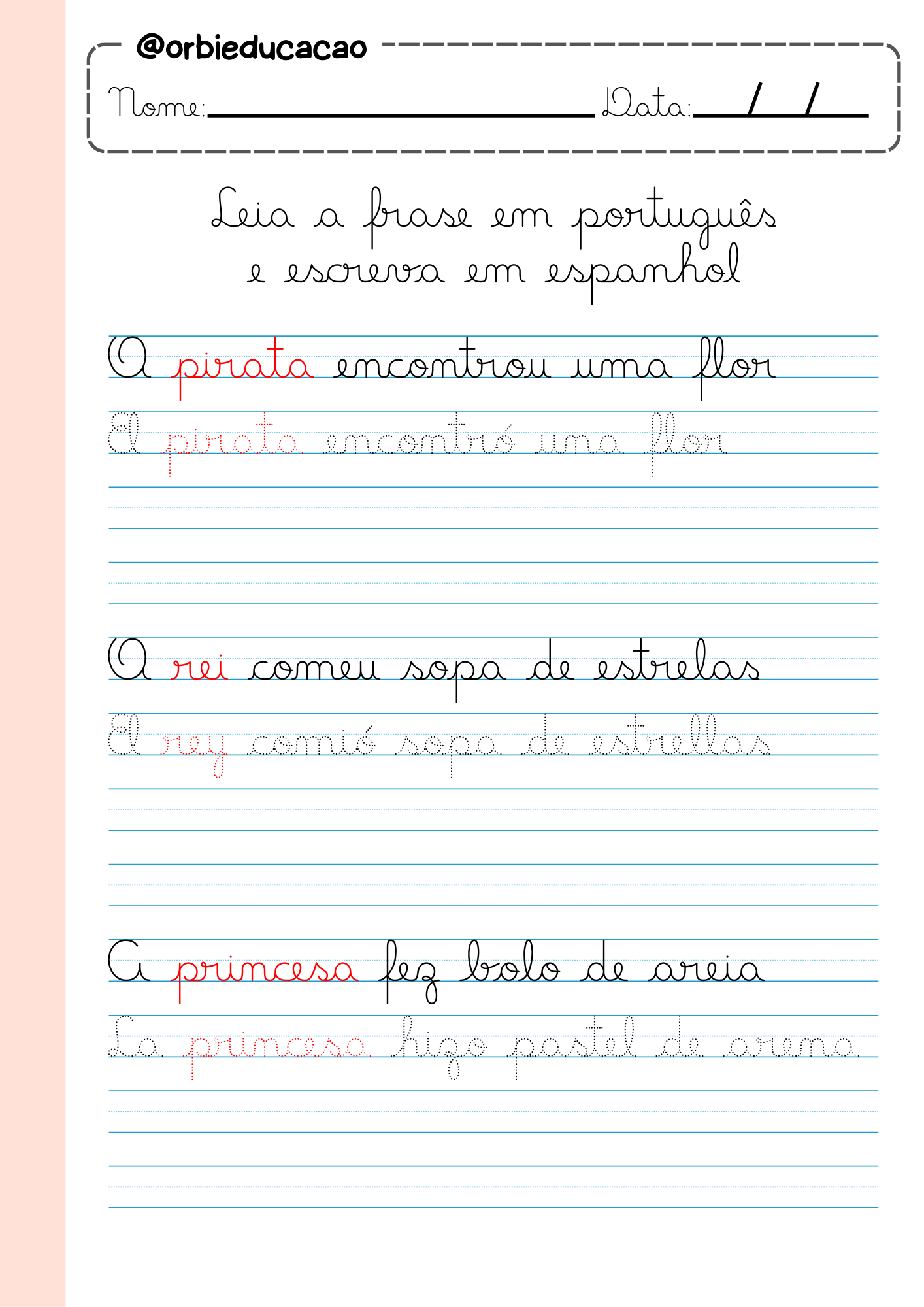 Atividade para treinar o traçado de letras maiúsculas